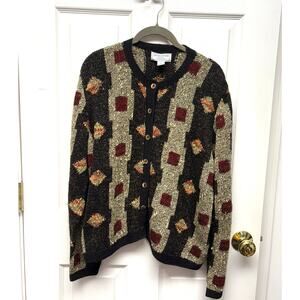 Stylish Black and Cream Cardigan Sweater